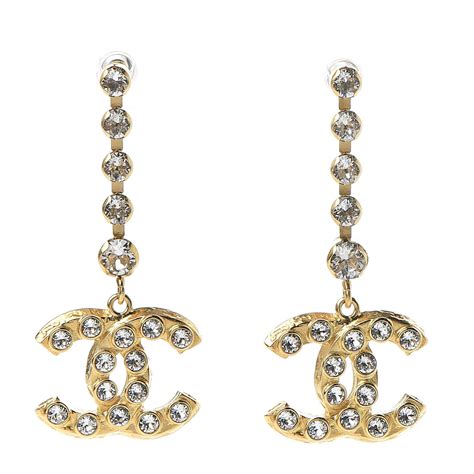 chanel cc crystal drop earrings gold 15|chanel earrings therealreal.